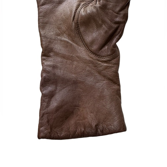 Vintage ARIS Womens Brown Soft Leather Gloves 100% Cashmere Lined Size 6.5 - Picture 6 of 8